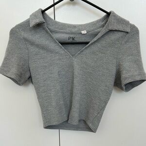 Size small PacSun gray collared crop top